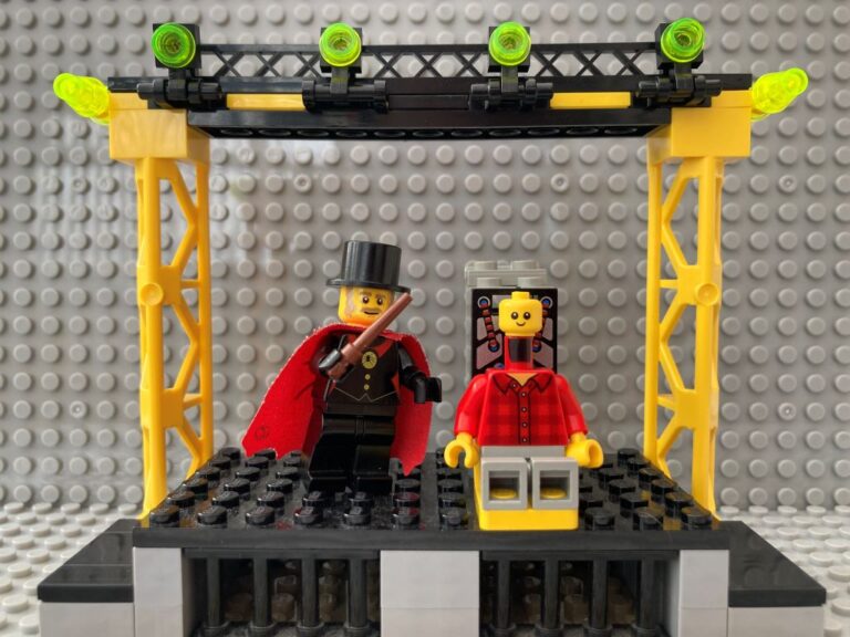 magician shrinking a man's head