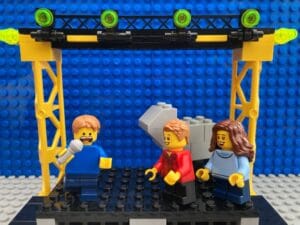 dancing innkeeper on the stage for the school nativity play