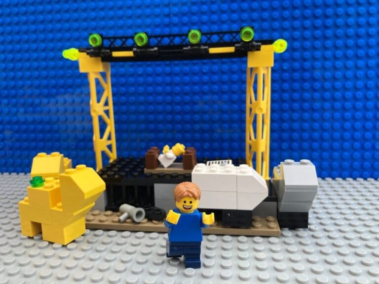 Child running away from an empty stage