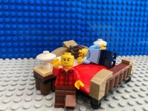 Parents stumbling out of bed as part of a parent prank