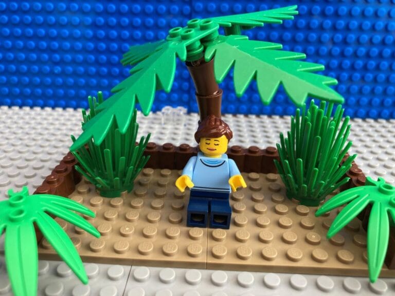 Mum resting under a tree at a natural zen garden