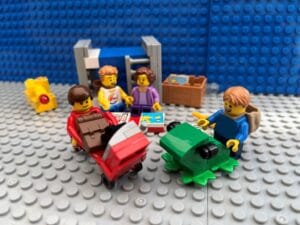 Grandparents and children packing for their weekend away