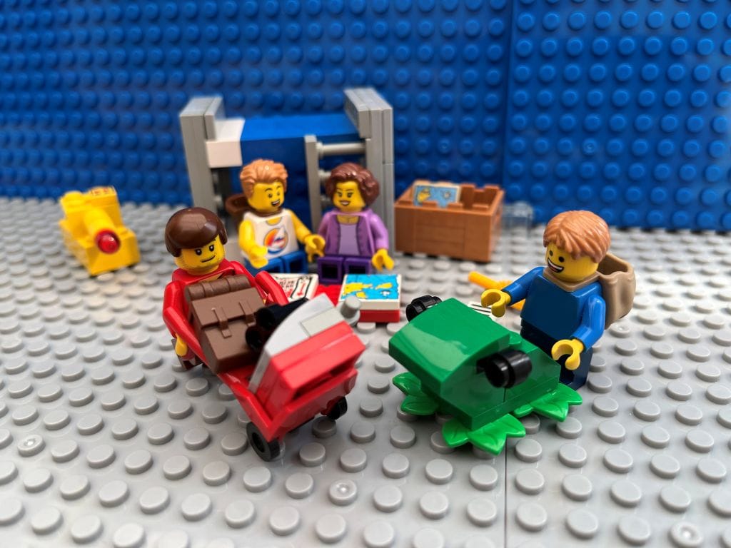 Children packing to go away for a weekend with their grandparents