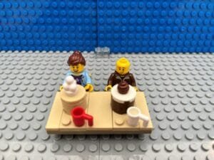 Parents each eating cake