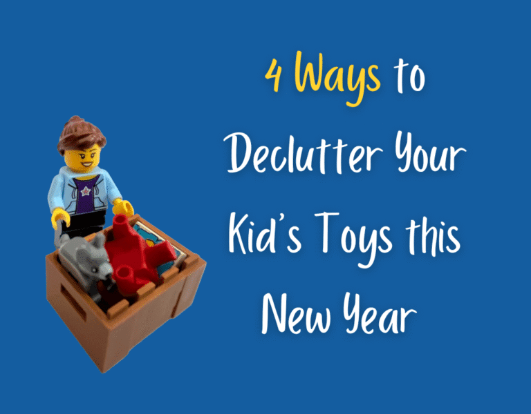 4 Ways to Declutter Your Kid's Toys this New Year. Image: Mum with a box of unwanted toys