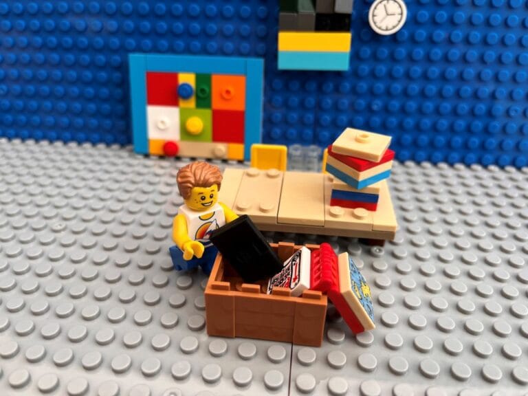 Child putting homework away