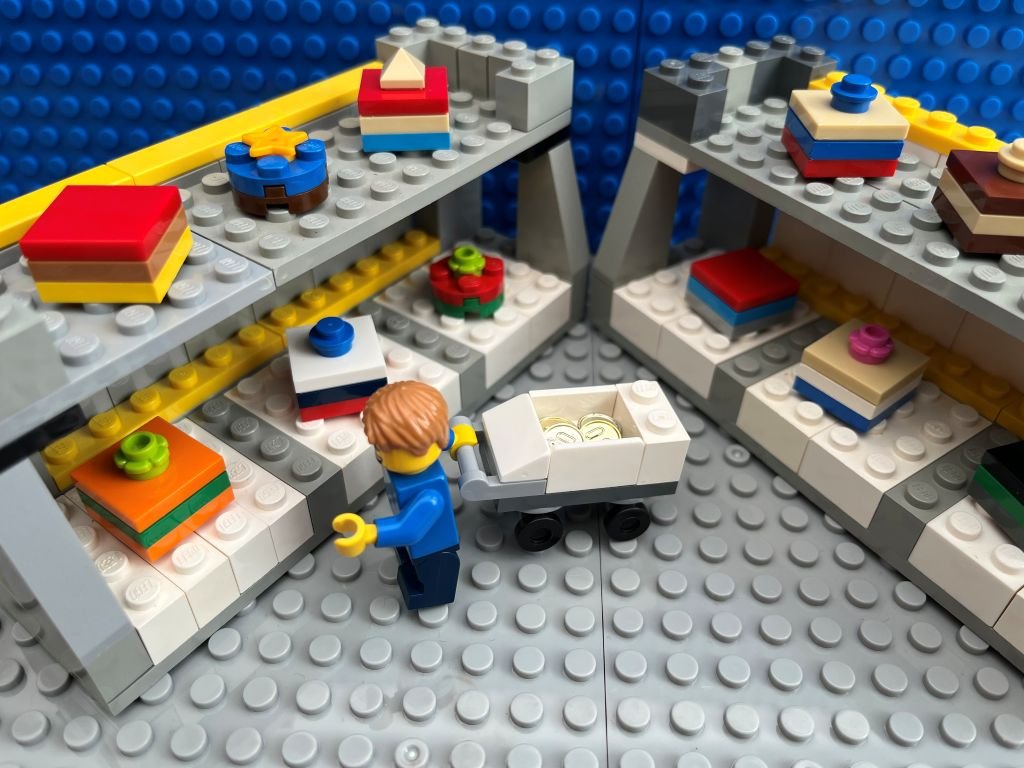 Child spending money at a toy store